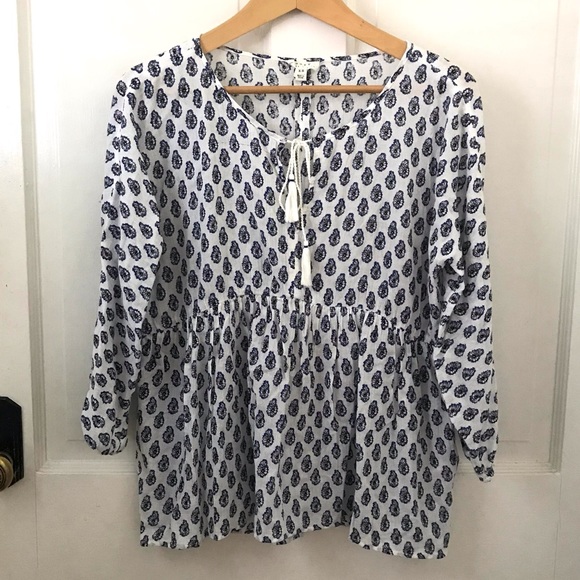 Soft Joie Ulyana gauze printed peasant blouse RUNS LARGE - Picture 2 of 13